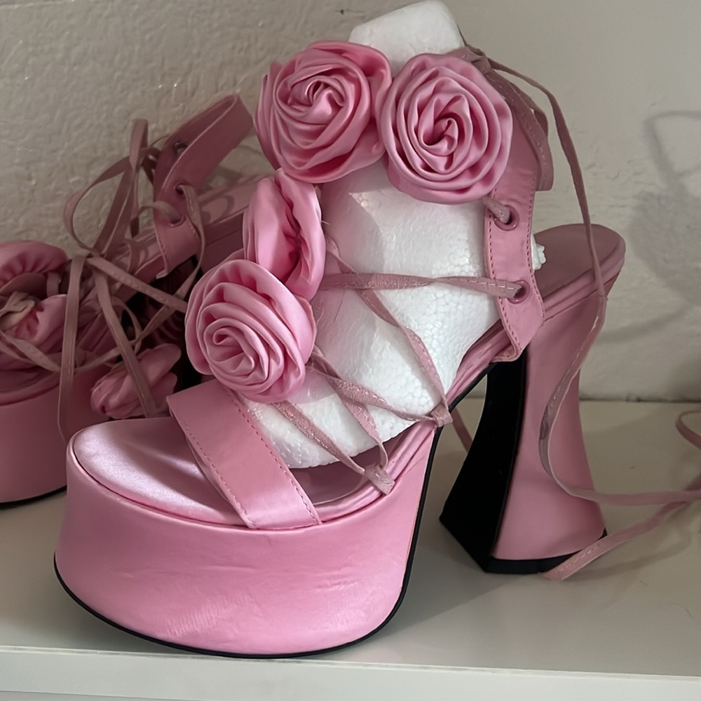 Sugar Thrillz Rosey Pixie Queen Platform Heels - … - image 8